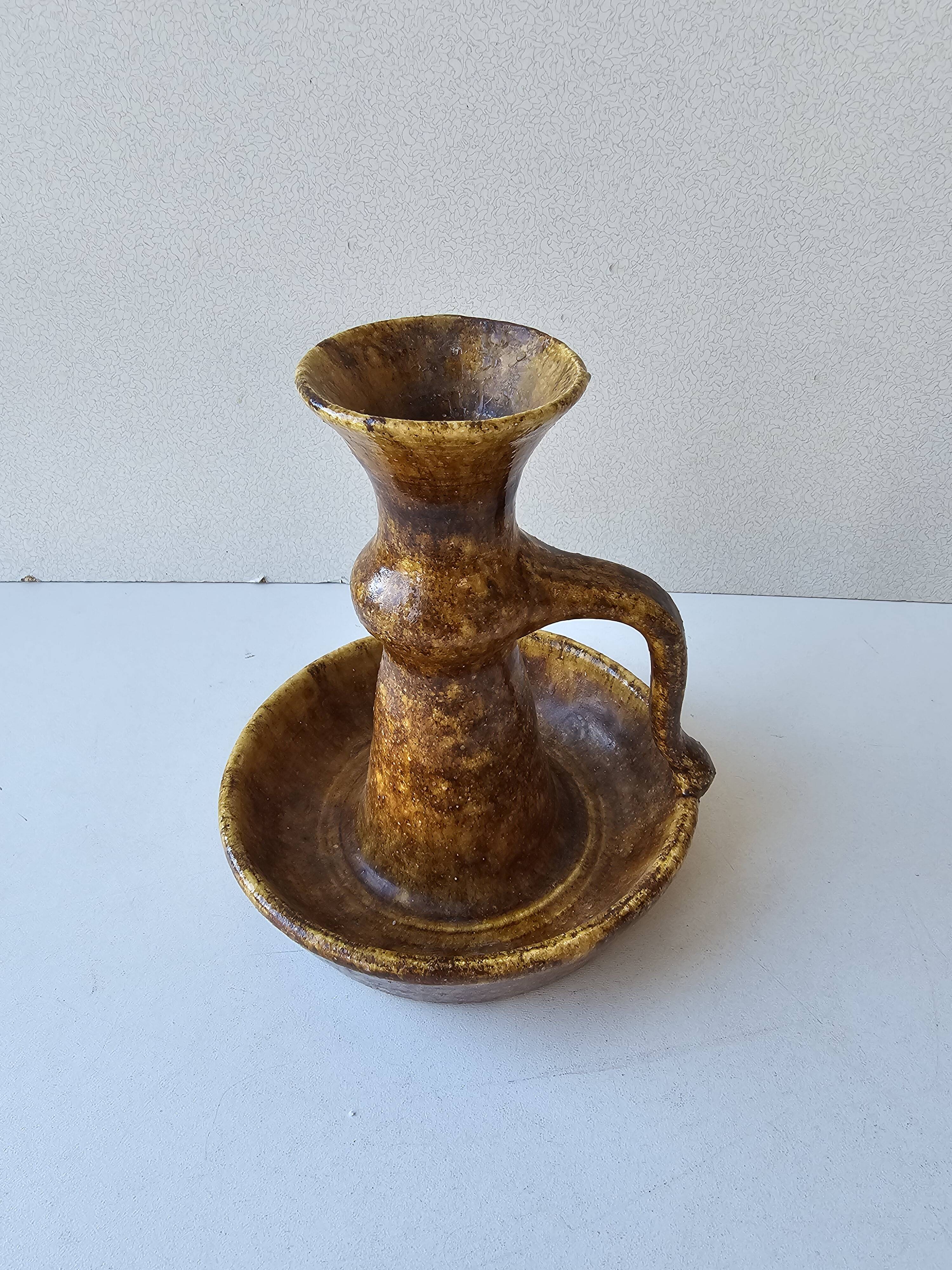 Vintage ceramic candlestick signed Accolay