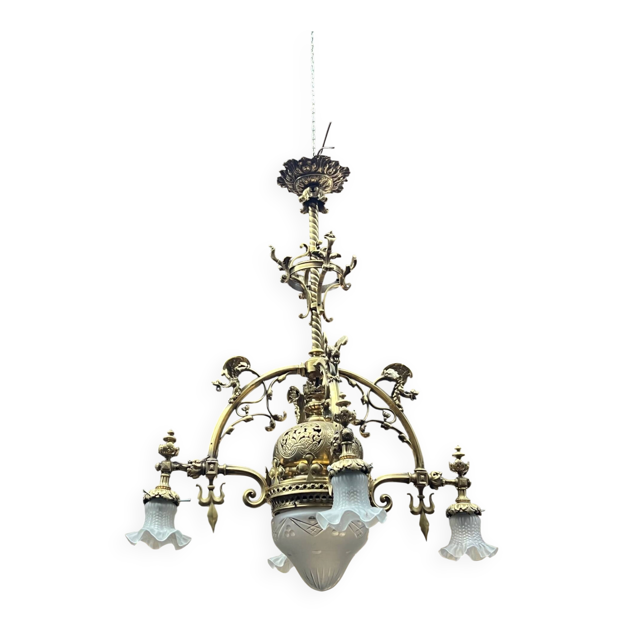 Grand antique chandelier in Gothic style.