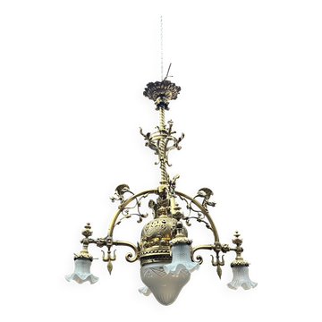 Grand antique chandelier in Gothic style.