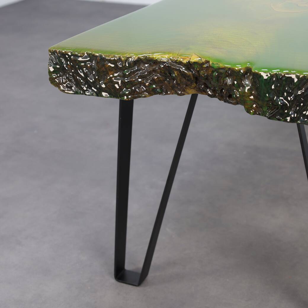 Unique Handmade Green Epoxy Fusion Bench, 1990s