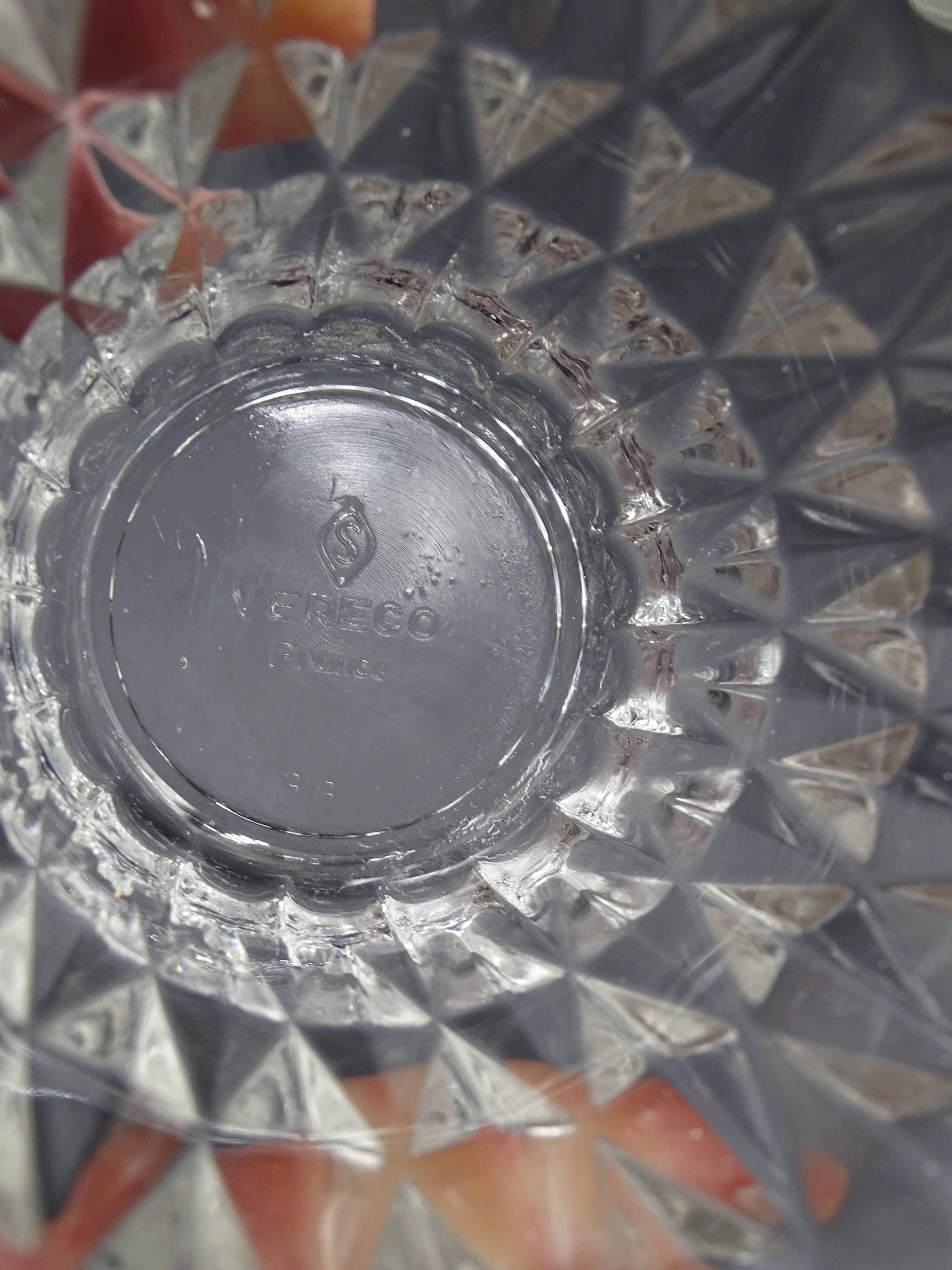 Set of 7 vintage Vereco glasses with diamond tips - around 1960