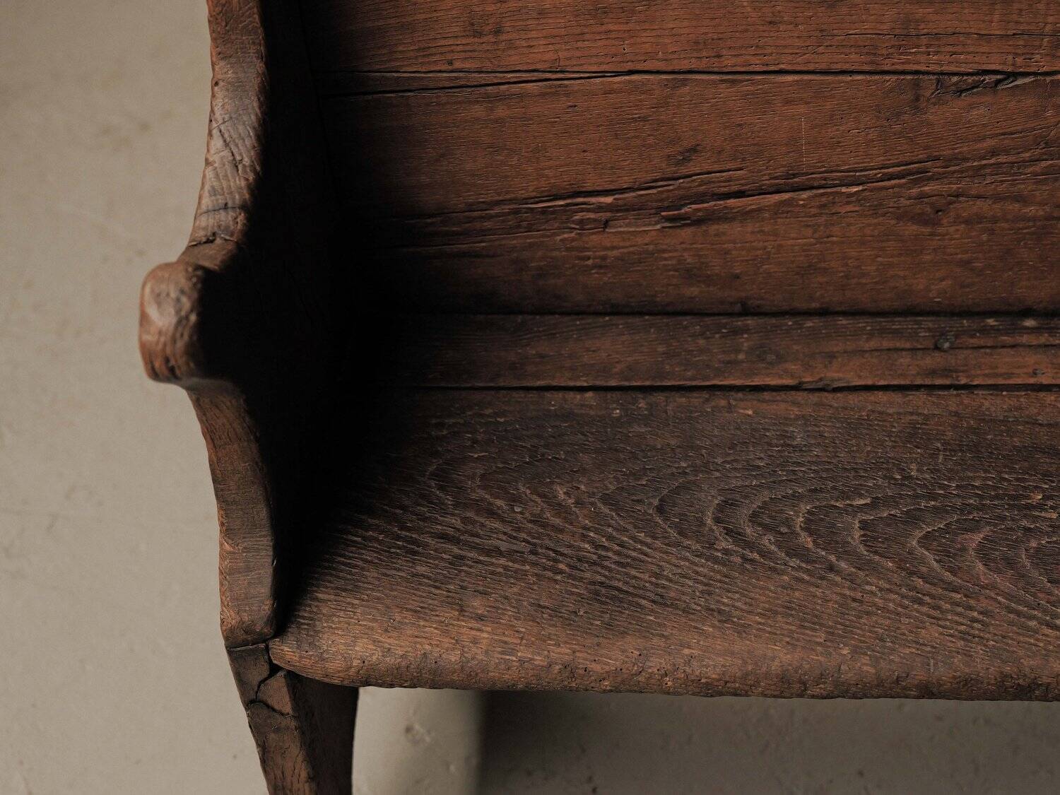 Farm bench in solid wood, Art-Populaire, 19th century