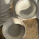 Set of a salad bowl and a vintage brown circular dish D28.