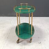 Italian Lacquered Goatskin Swan Bar Cart and wine bottle stand by Aldo Tura