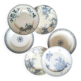 Mismatched antique ironstone dinner plates