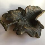 Empty pocket or ashtray leaf in old bronze