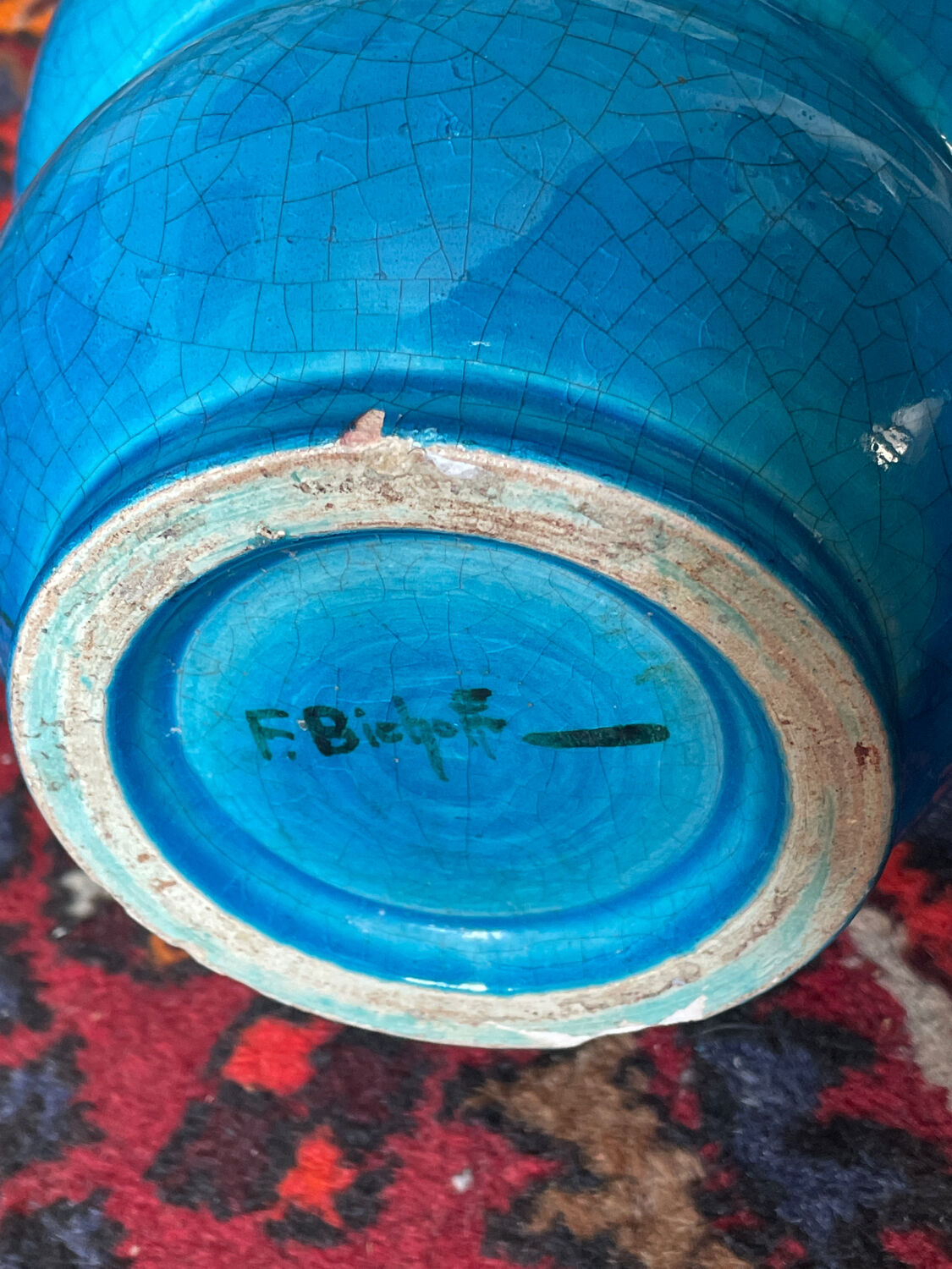 Cracked Art Deco ceramic vase Francis Bichoff