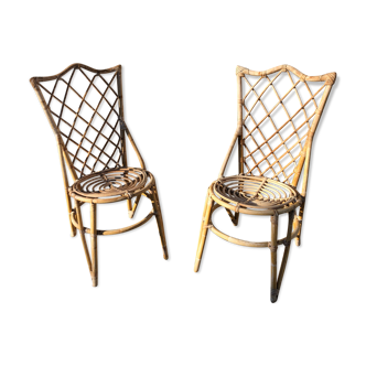 Two rattan chairs