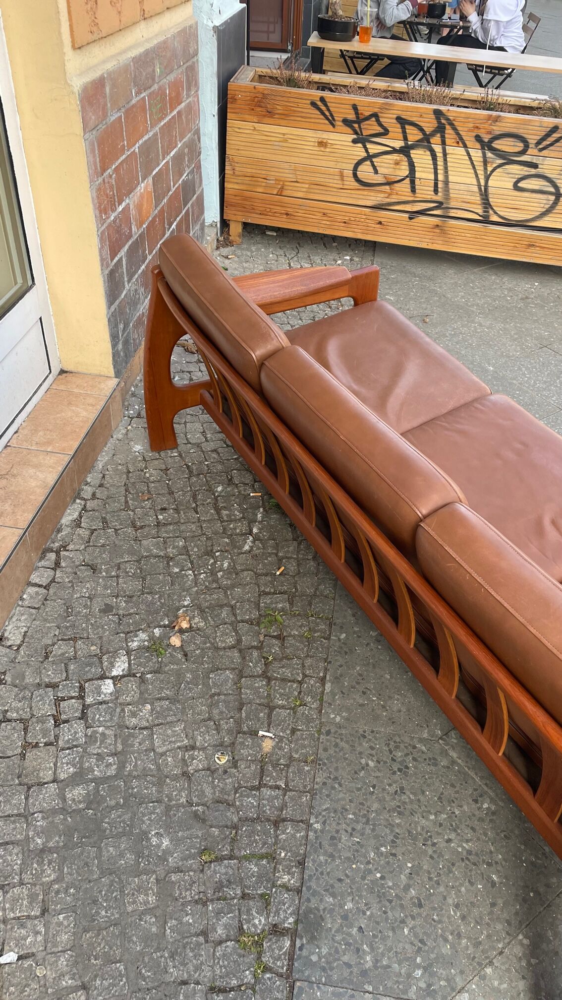 Scandinavian teak and leather sofa from the 70s