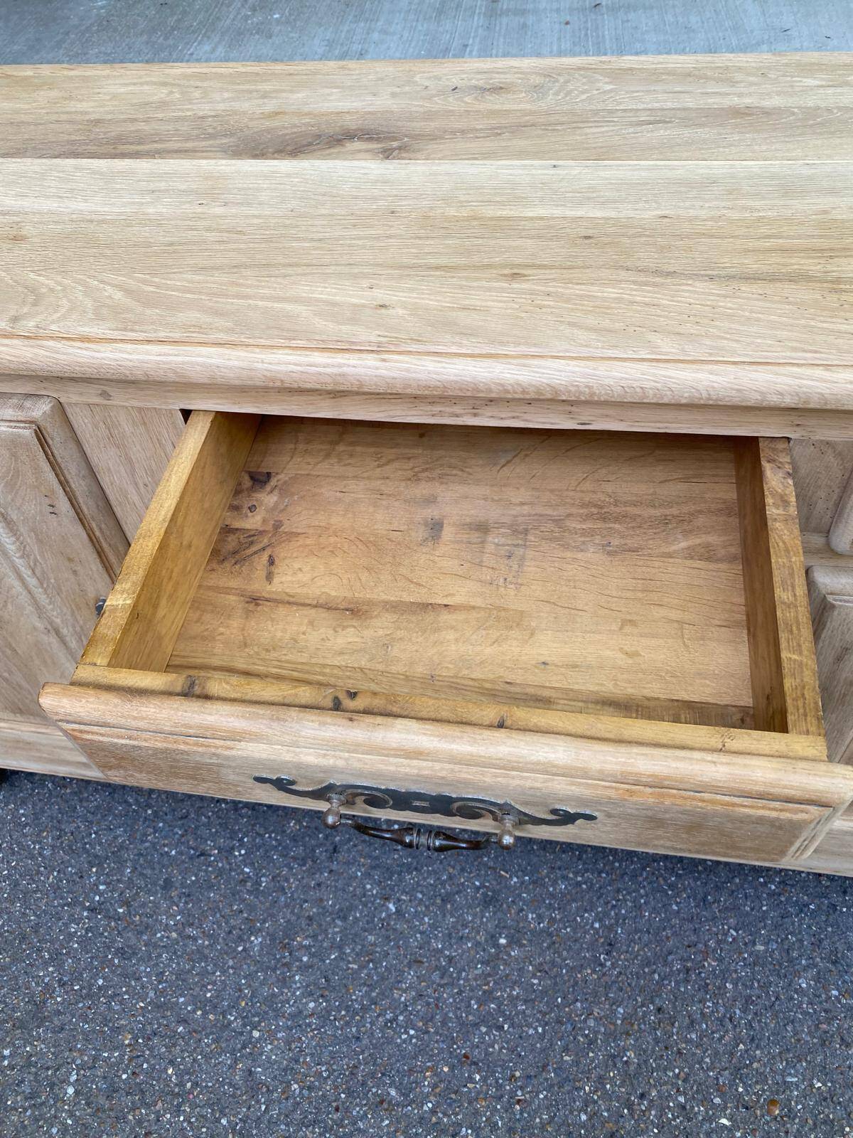 Vintage sideboard in solid oak from France, 20th century, 250cm