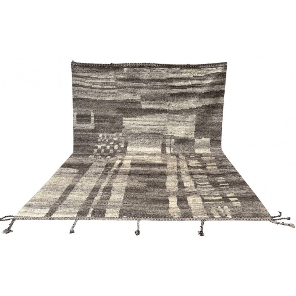 Handknotted Moroccan Azilal Style Rug. 100% Wool. Modern Beni Ourain Carpet
