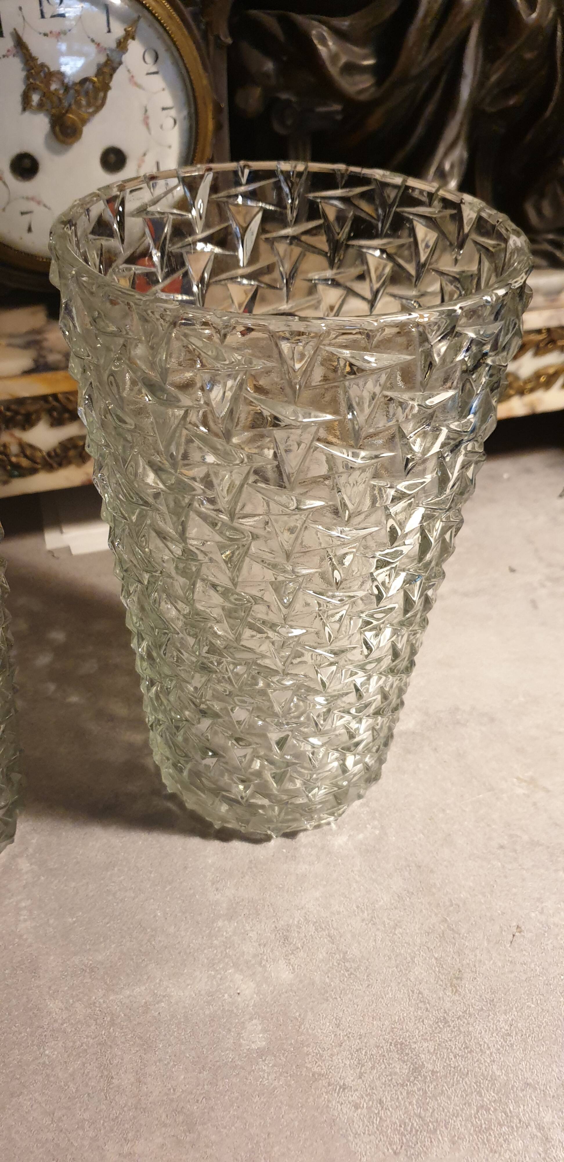 Pair of vintage diamond tip vases