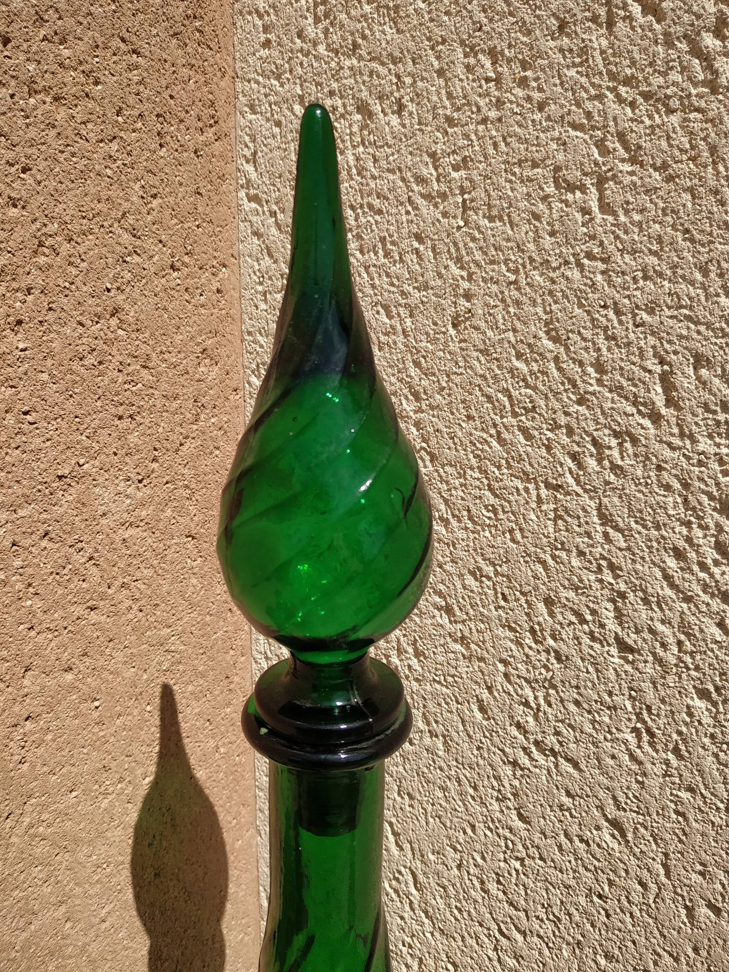 Large Italian bottle green empoli twisted