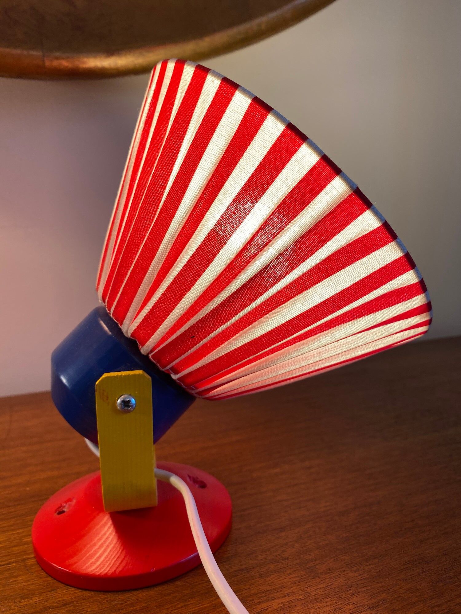 Wood and fabric lamp and wall light set