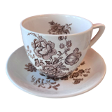 Tasse et sous-tasse fleurs marron Vaisselle anglaise