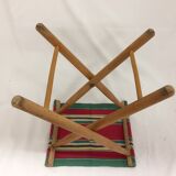 Old wooden folding and canvas  stool