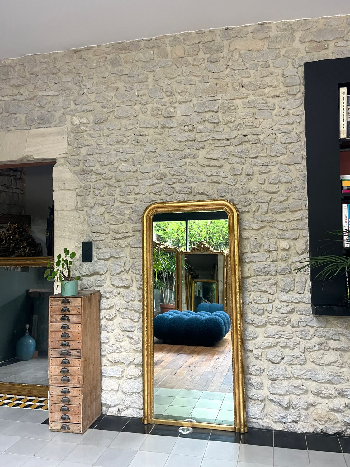 Antique Louis-Philippe mirror 158/74cm gilded with gold leaf, mercury.