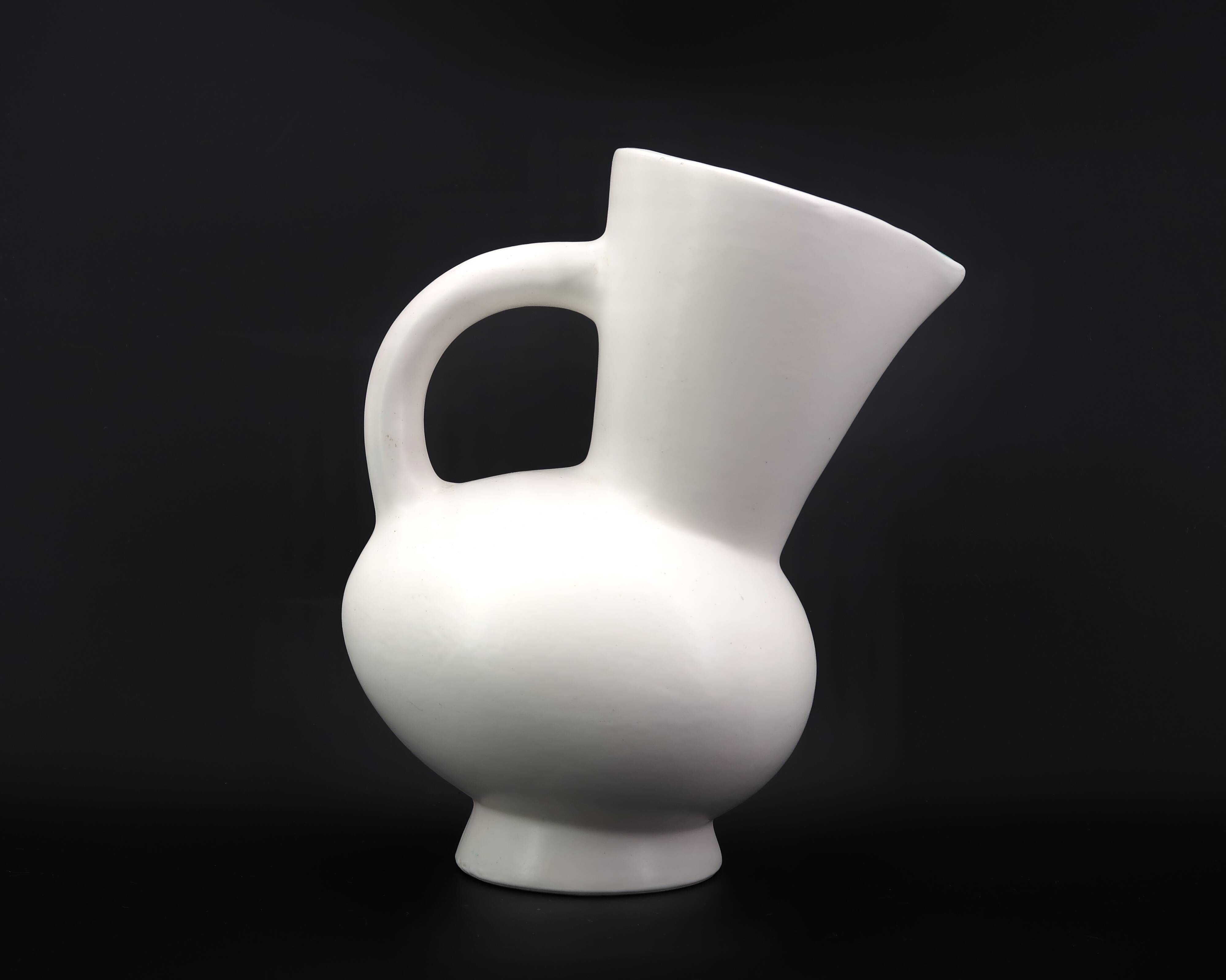 White ceramic pitcher by André Baud, Vallauris 1960s