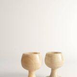 Hand Turned Light Brown Onyx Goblets Candleholders, Set of 2