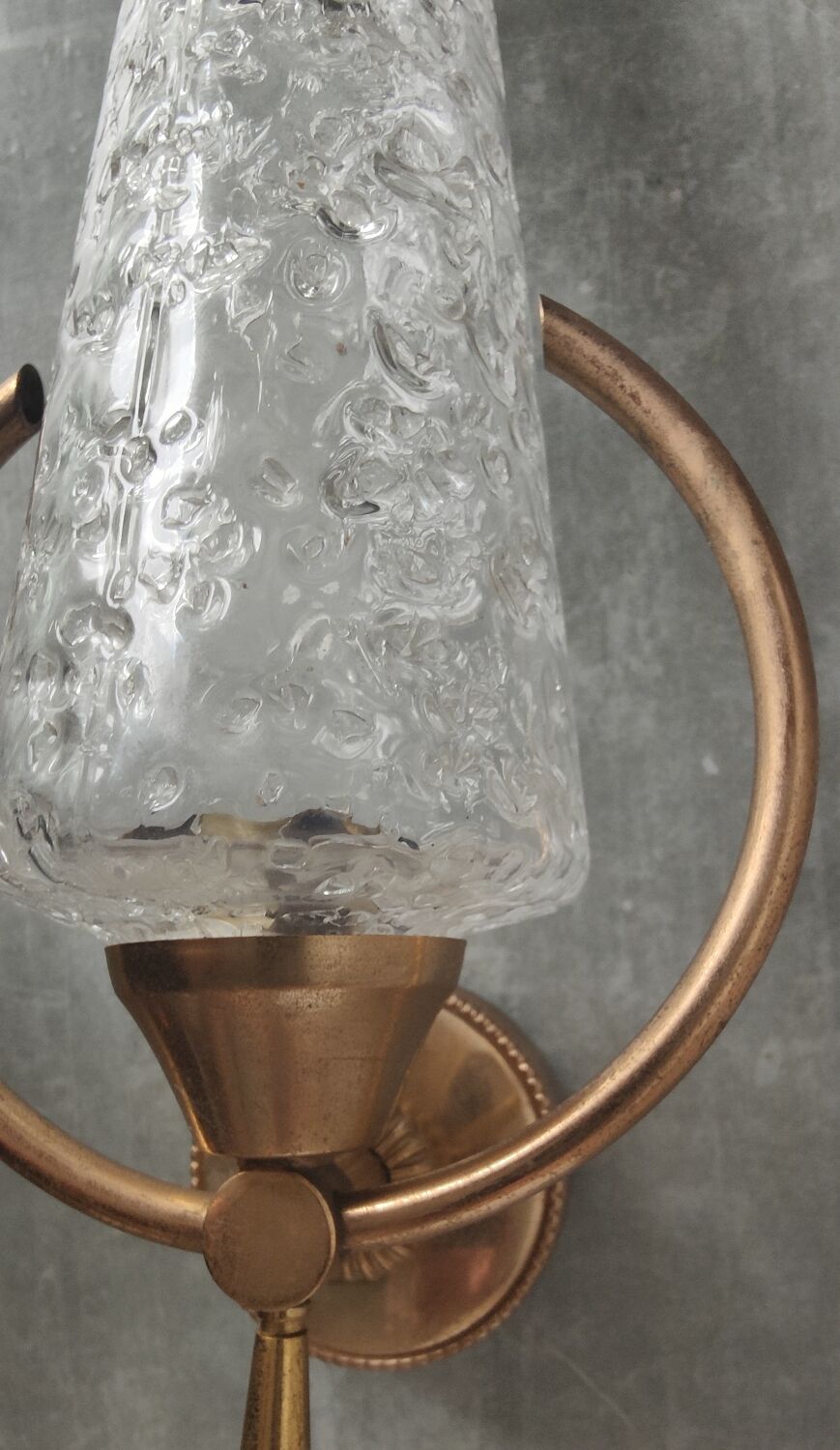 Paire appliques verre et métal doré