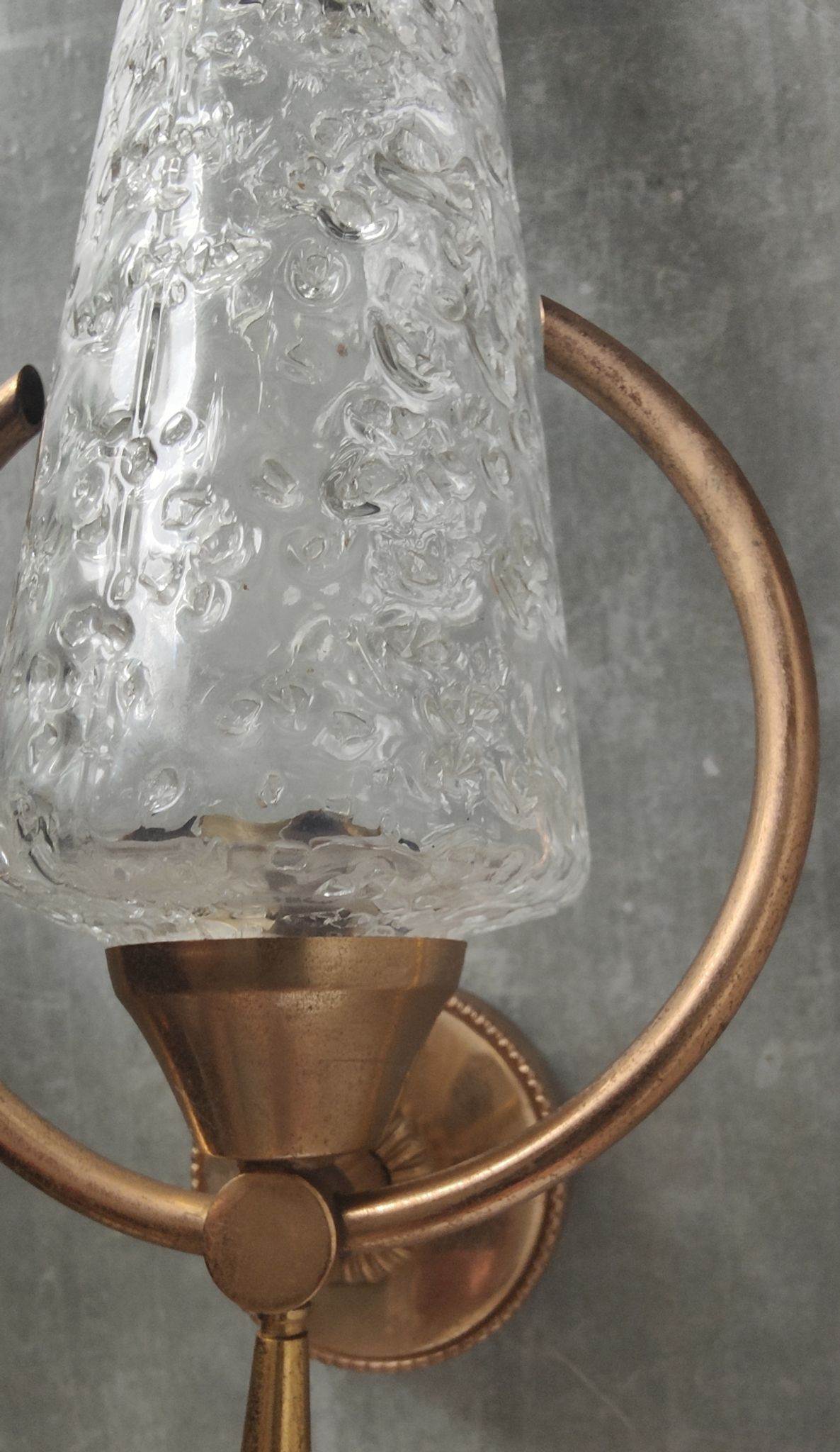 Paire appliques verre et métal doré