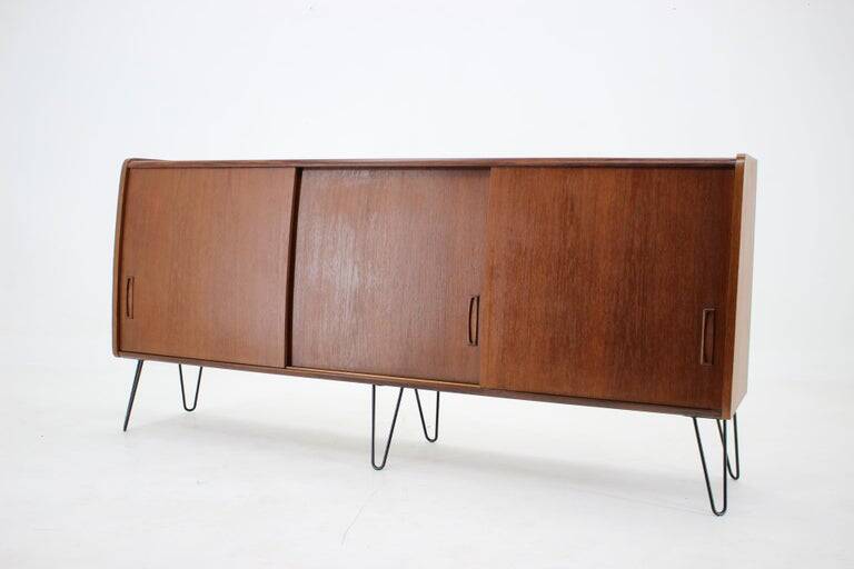 1960s Upcycled Danish Mid-Century Modern Teak Sideboard on Hairpin Legs