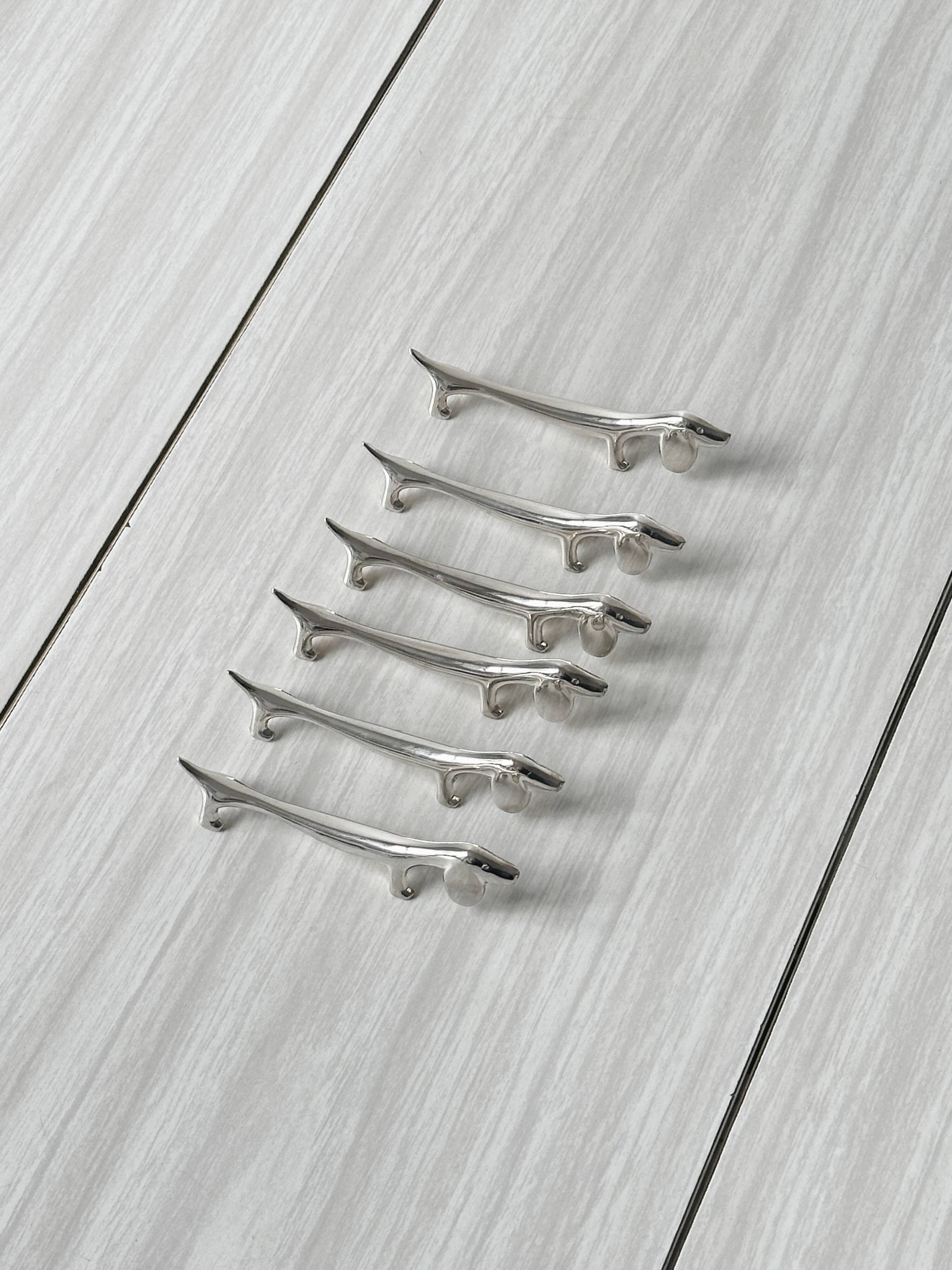 White stainless steel dachshund knife holder