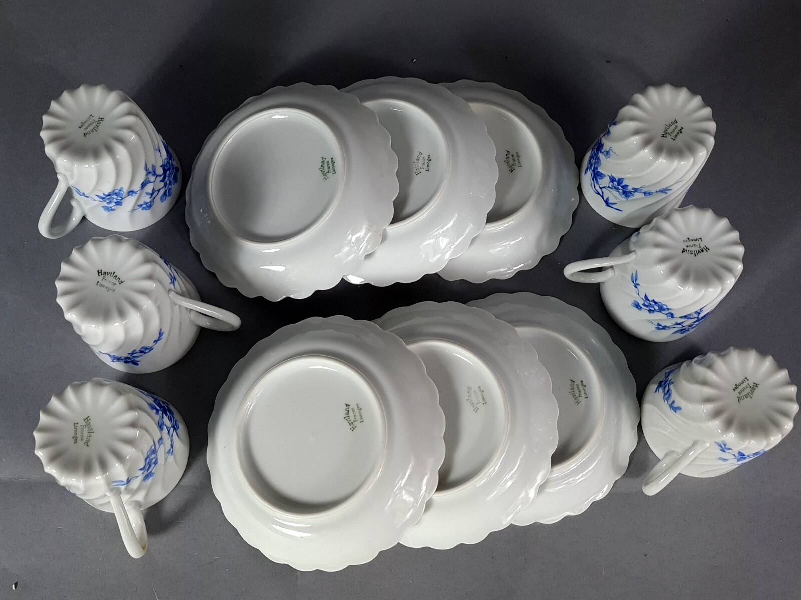 6 Haviland Limoges porcelain coffee cups and saucers C640