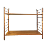 Vintage wall shelf, wood and brass, 1960