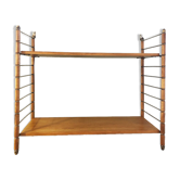 Vintage wall shelf, wood and brass, 1960