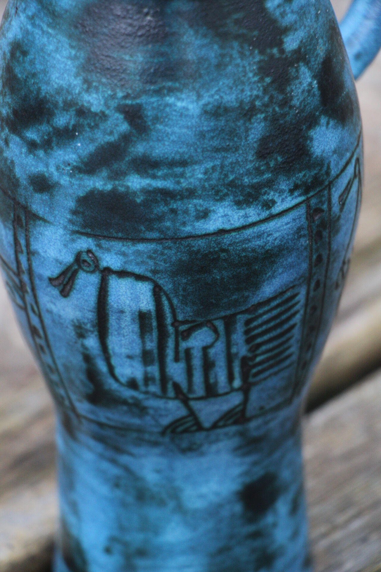 Pitcher - vase by Jacques Blin blue 1950