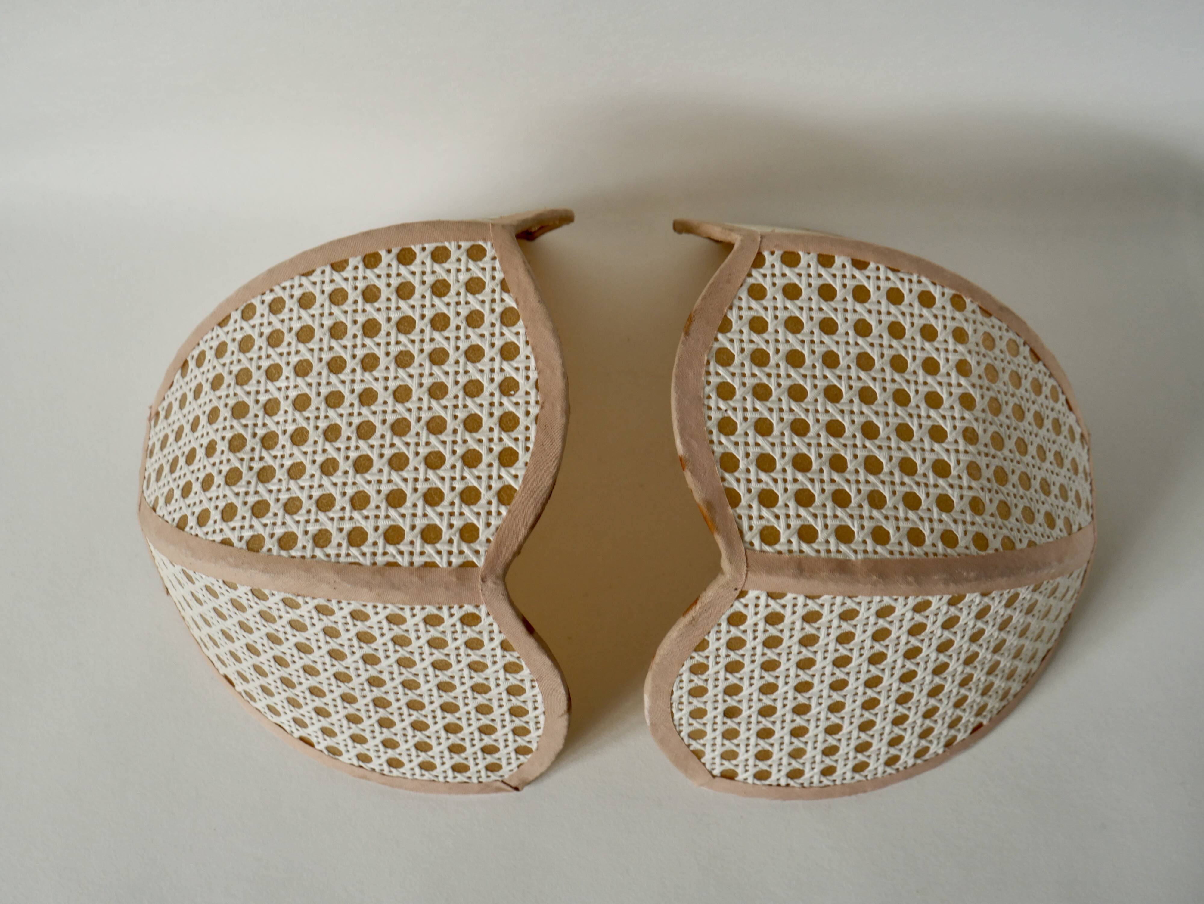Pair of lotus cane wall lights from the 50s and 60s