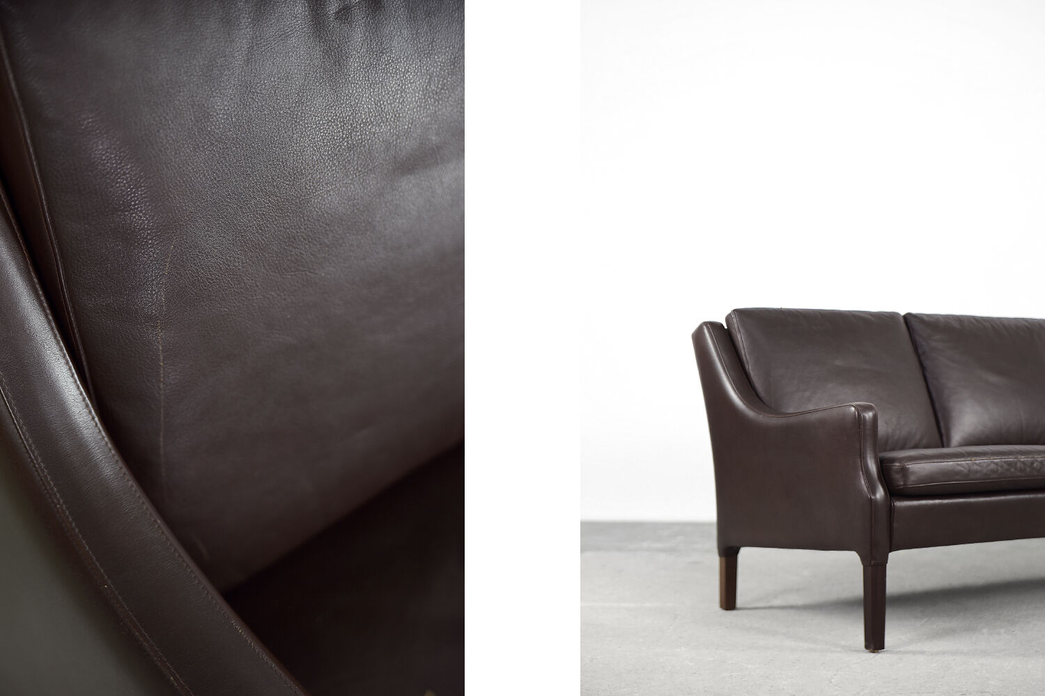 Mid-Century Modern Vintage Danish 3-seater Chocolate Leather Sofa, 1960s