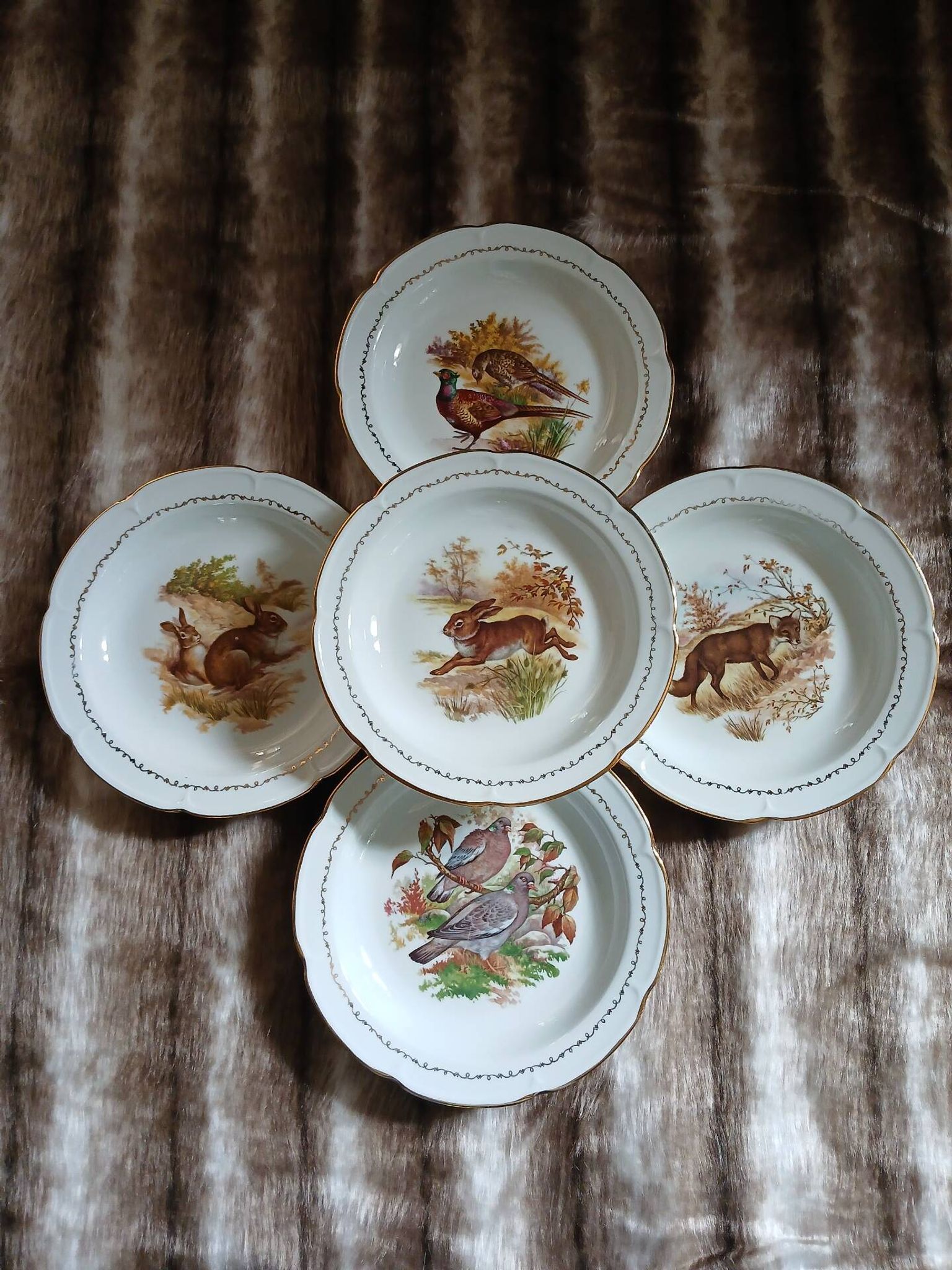 5 antique deep plates in porcelain