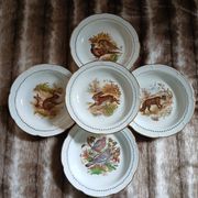 5 antique deep plates in porcelain