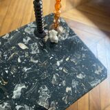 Minimalist design table in black marble Vintage Terrazzo