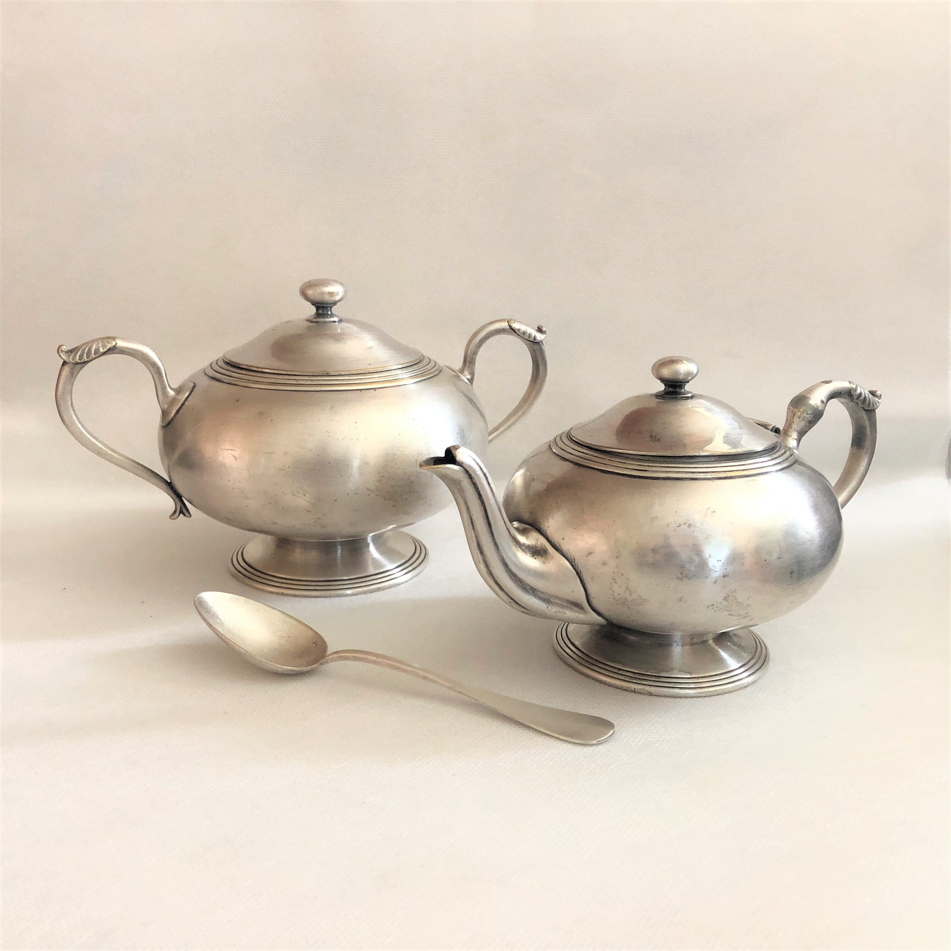 Vintage Buenos Aires silver metal coffee tea set with hallmarks