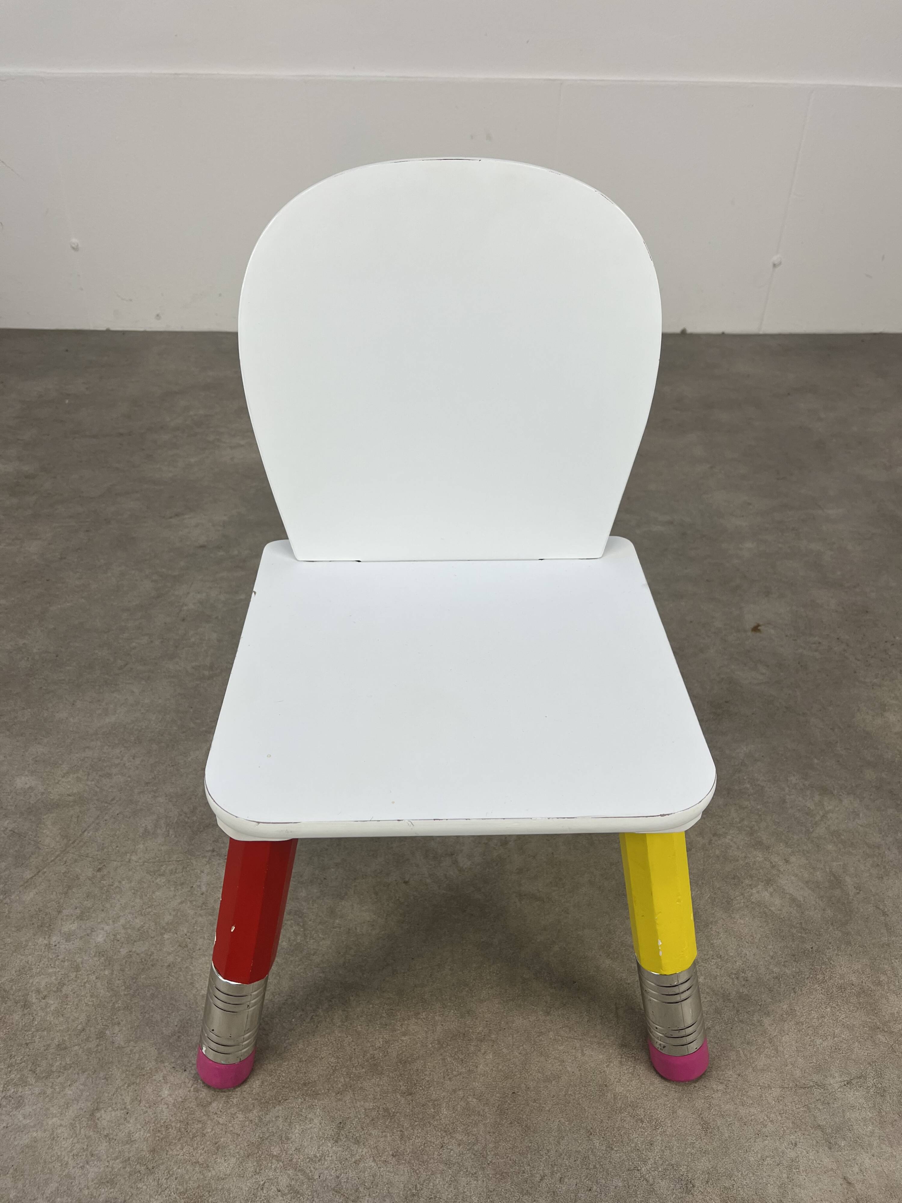 Table et chaise crayon Pierre Sala pour enfant, années 80