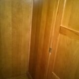 Wardrobe, in solid chestnut, with closet, 3 doors