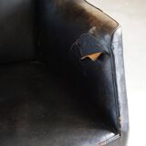 Fauteuil Danemark Moderne par Nanna Ditzel en chêne et cuir patiné, années 1950