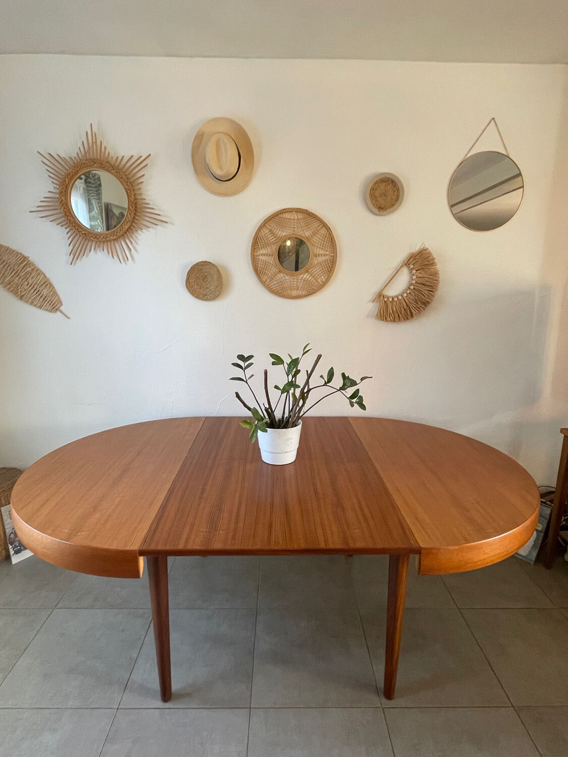 Table en teck vintage NF 2 rallonges