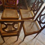 4 Louis XVI lyre chairs with caning