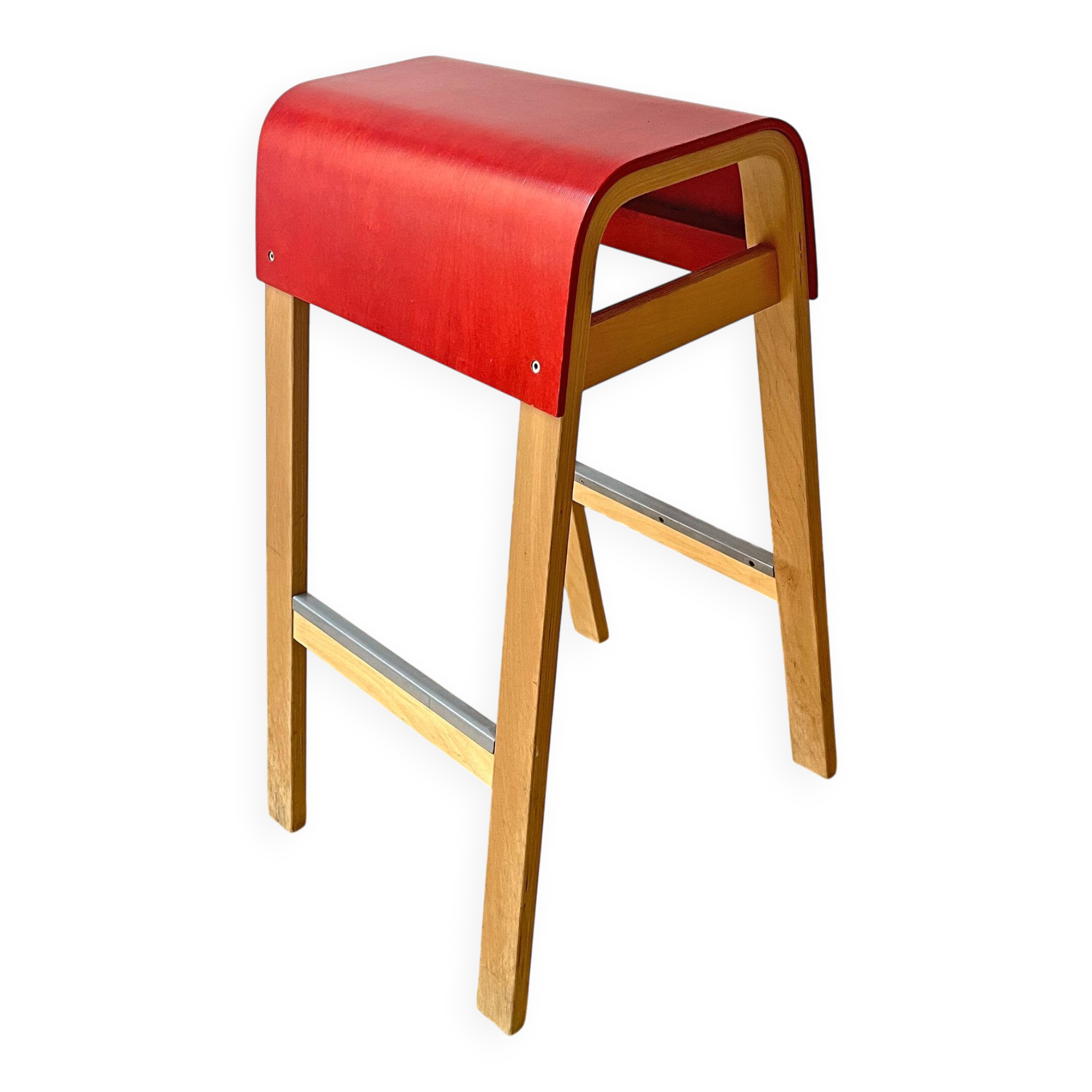 1 of 2 vintage ikea salve bar stools: birch plywood, ehlen johansson