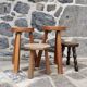 Pair of solid wood tripod stools