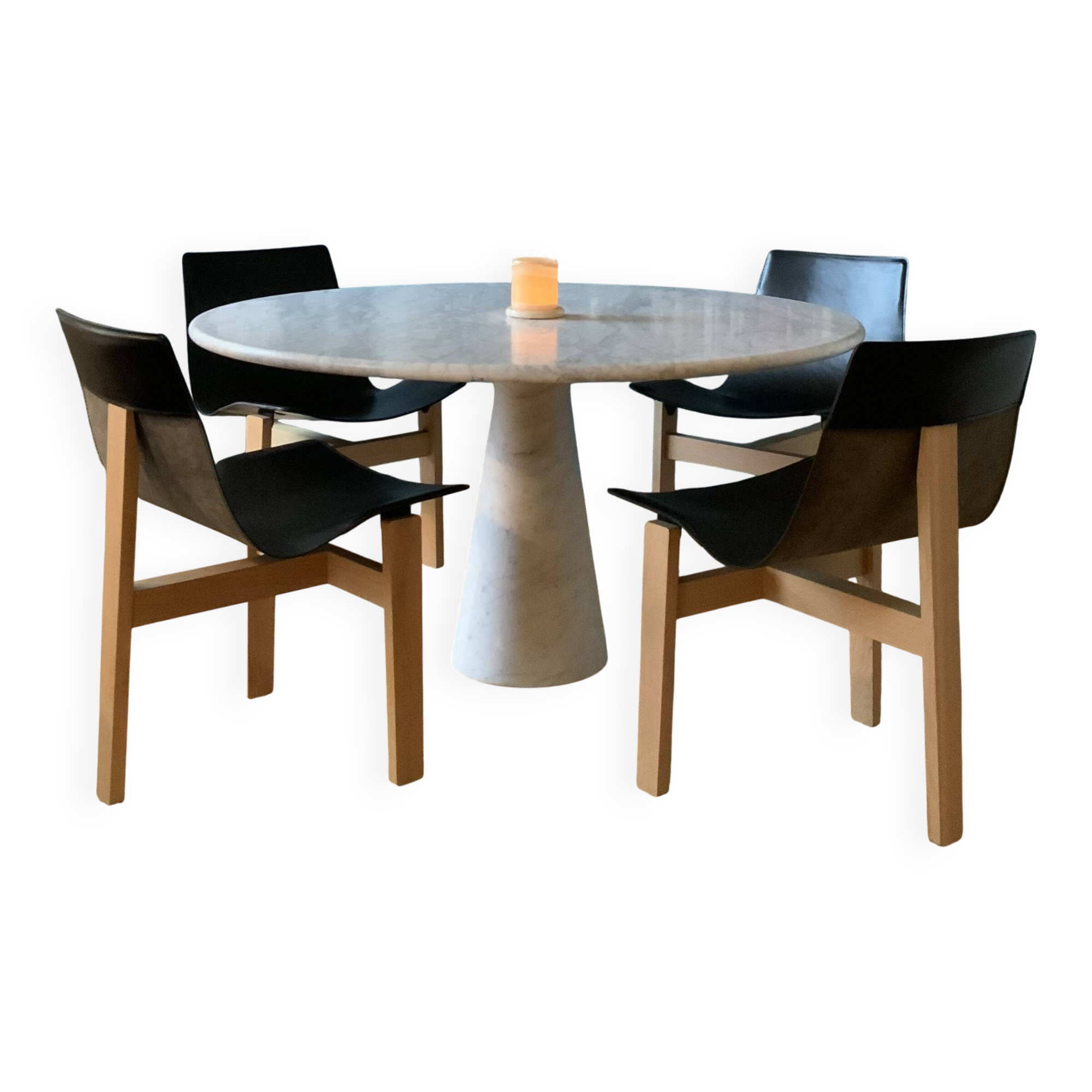 Table ANGELO MANGIAROTTI in white marble model M1