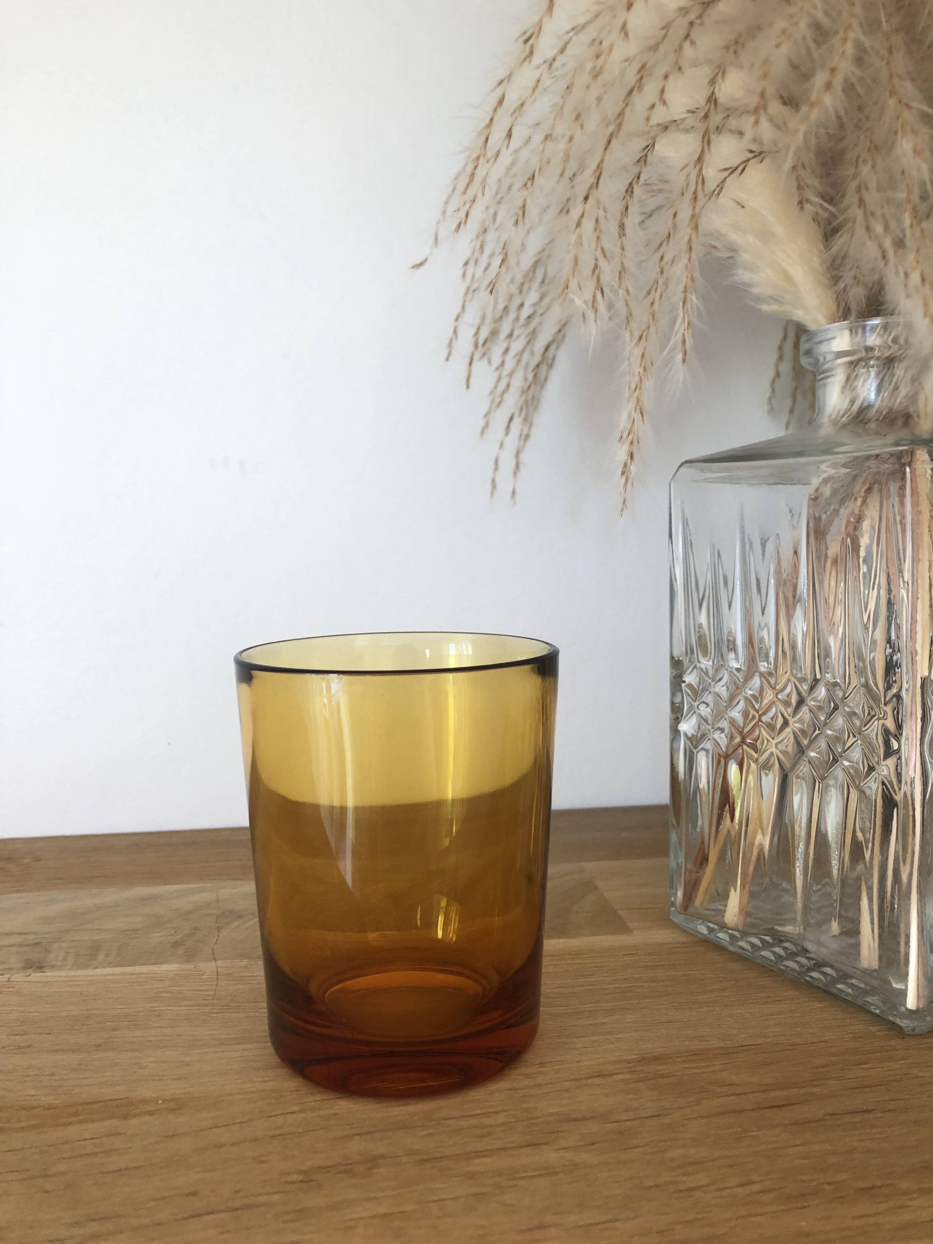 vintage amber brown thick glass