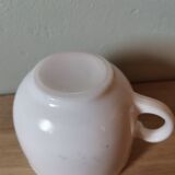 White opaline cup France Vintage tortoiseshell flower