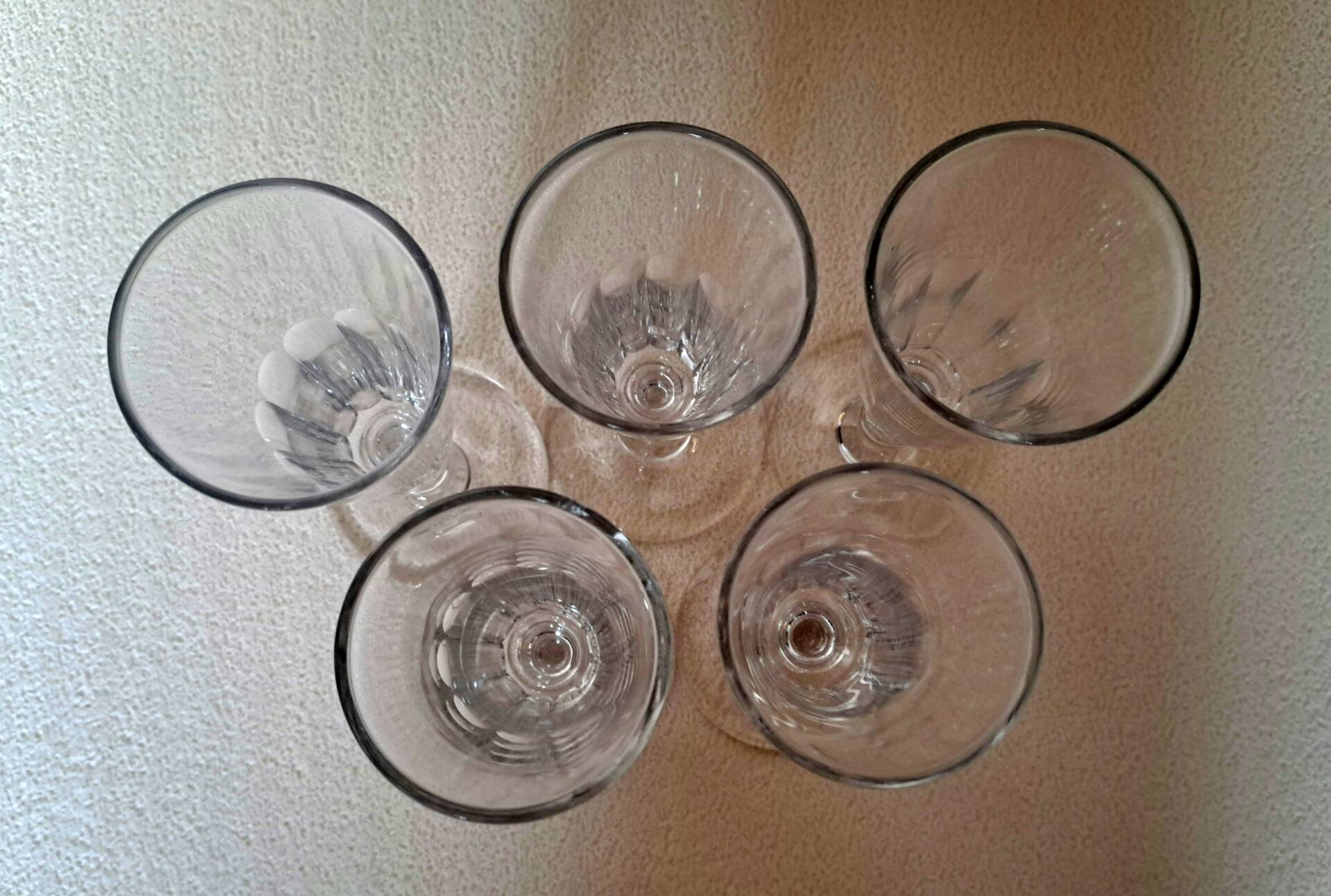 5 crystal Champagne flutes from Baccarat, Clermont model, 19th century.