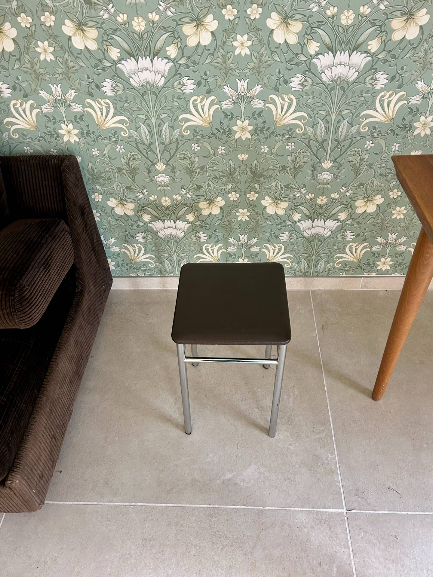Vintage brown faux leather stool