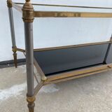 Table basse en bronze et verre opalin noir